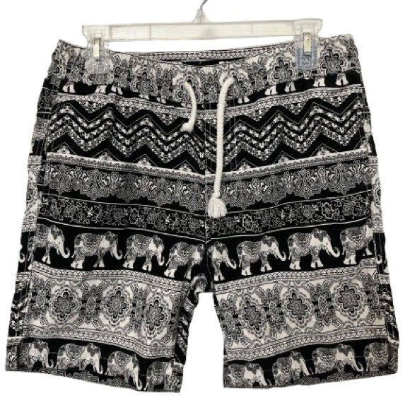 2 Men Thick Cotton Black and White Patterned Flat Front Short Size S - Picture 1 of 7